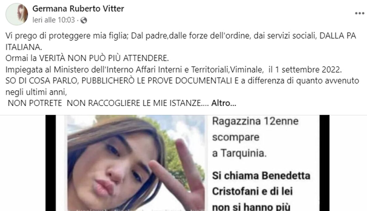 Tarquinia – Finisce l’incubo sulla scomparsa di Benedetta. E’ stata rintracciata dai carabinieri di Roma