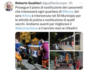 Roma – Gualtieri, prosegue piano di sostituzione dei cassonetti