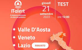 Test IT-Alert rinviato causa allerta gialla in tutto il Lazio
