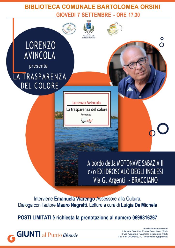 Libri, oggi a Bracciano si scopre “La trasparenza del colore” di Lorenzo Avincola