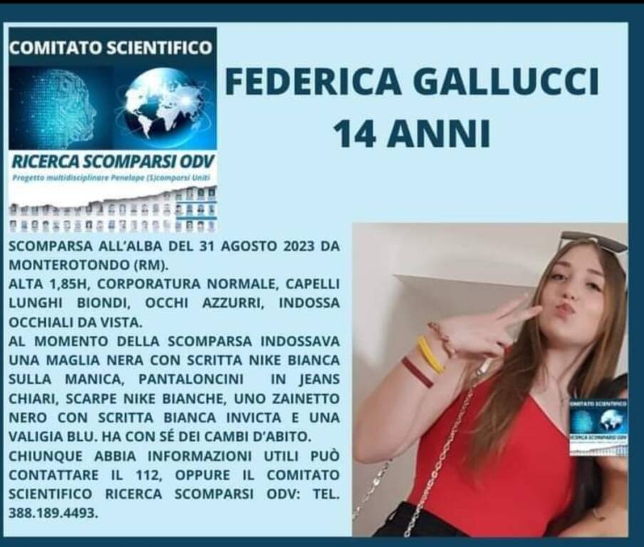 Angoscia a Monterotondo: da ieri è scomparsa una 14enne