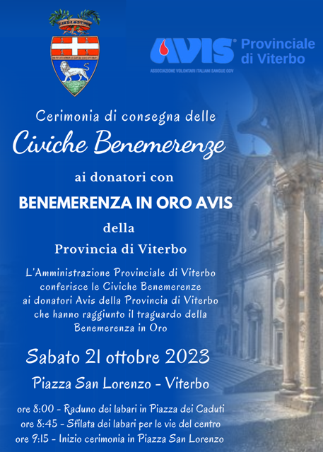 Avis: ai donatori medaglia d’oro la consegna delle Civiche Benemerenze