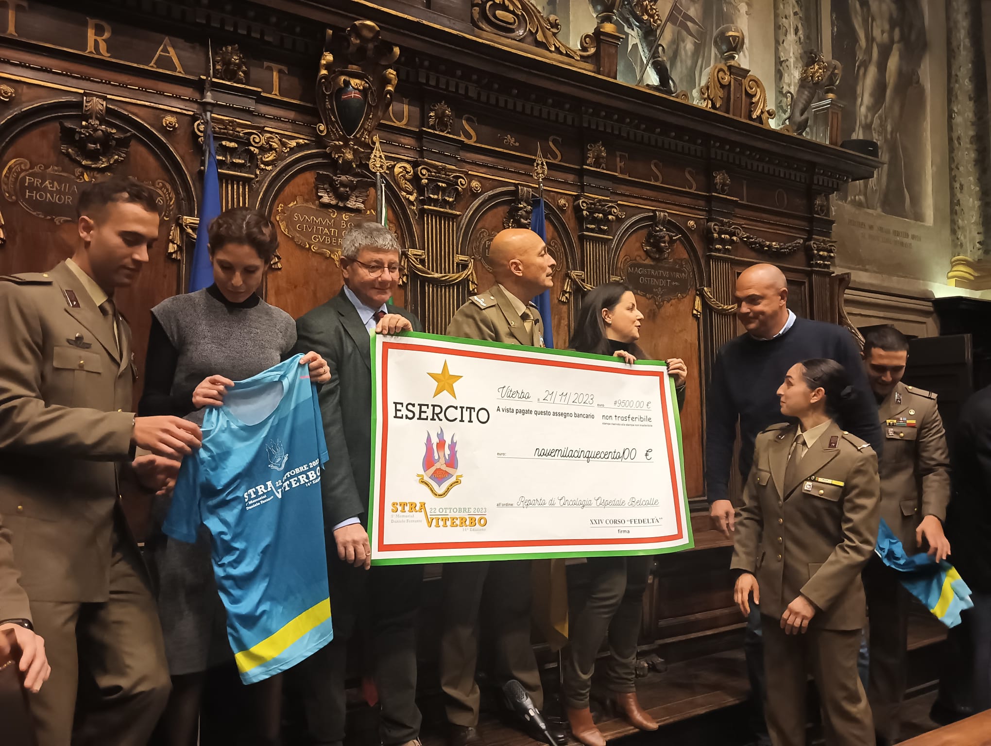 “StraViterbo”, 9.500 euro dalla Scuola Sottufficiali dell’Esercito al reparto oncologia di Belcolle