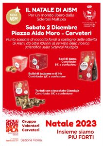 Cerveteri – Torna il Natale di Aism, sabato postazione solidale in Piazza Aldo Moro