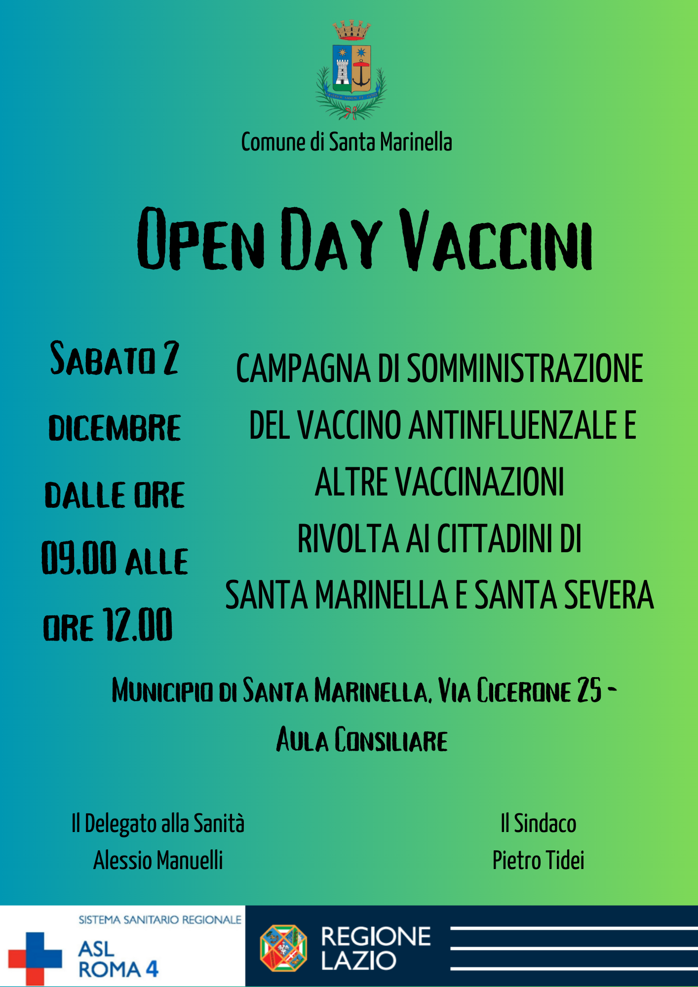 Influenza, a Santa Marinella sabato c’è l’Open Day Vaccinale