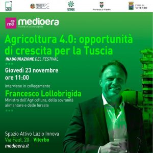 Viterbo – “Agricoltura 4.0”, il ministro Lollobrigida apre il Festival Medioera