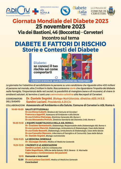 Cerveteri – Giornata mondiale del diabete, incontro pubblico al centro anziani alle Boccette