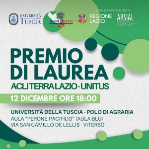 Viterbo – Premio Acli terra Lazio dell’Unitus alle tesi dei giovani ricercatori nel settore agricolo