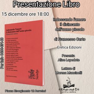 Poesia, a Cerveteri Francesco Certo presenta la sua raccolta “Indossando l’amore”