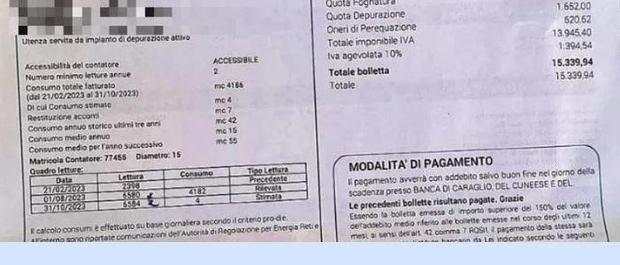 Bolletta da 15mila euro. Anziana finisce in coma