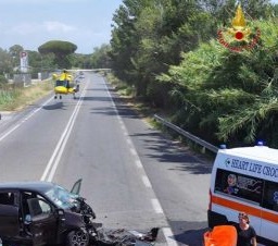 Ladispoli, frontale sull’Aurelia: tre feriti in codice rosso