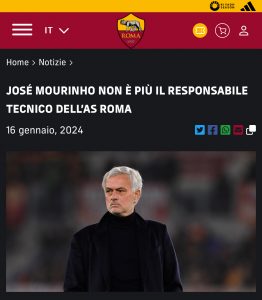 Calcio – La Roma esonera José Mourinho
