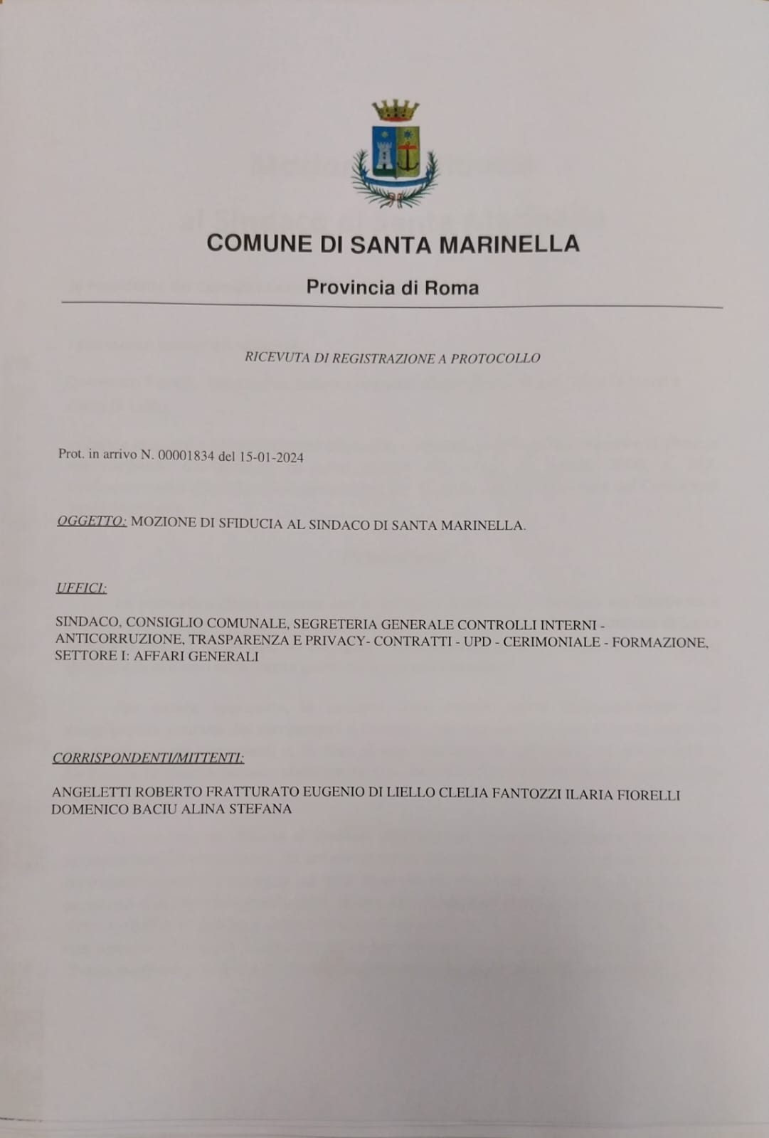 Santa Marinella, Tidei di nuovo nei guai: arriva la mozione di sfiducia delle opposizioni