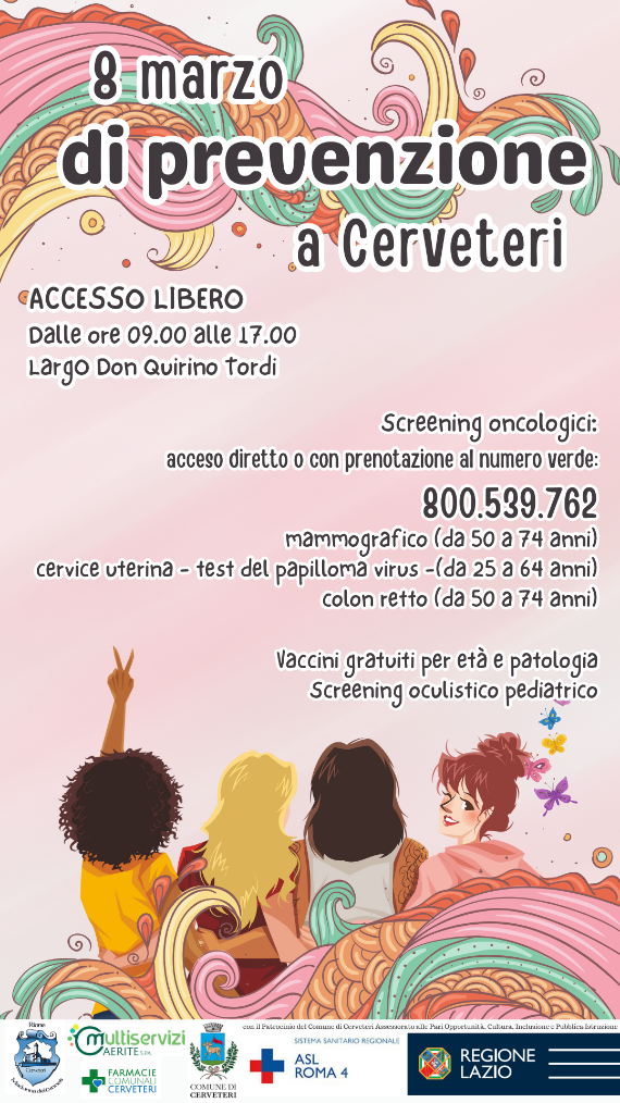 Cerveteri: 8 marzo all’insegna della prevenzione con gli screening oncologici gratuiti