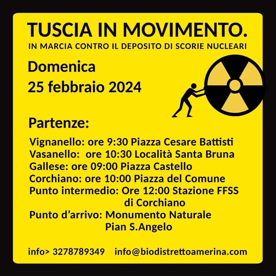 No al deposito di scorie nucleari: tutti in marcia tra Vasanello, Corchiano, Gallese e Vignanello