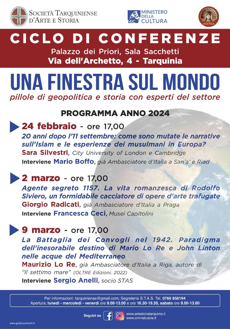 “Una finestra sul mondo”, al via a Tarquinia il ciclo di conferenze sulle politiche internazionali