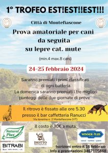 Caccia, a Montefiascone il 1° trofeo “Est! Est! Est!” per cani da seguita su lepre