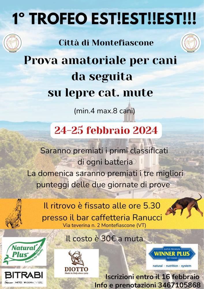 Caccia, a Montefiascone il 1° trofeo “Est! Est! Est!” per cani da seguita su lepre