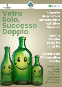 Cerveteri – In tre mesi raccolte 340 tonnellate di vetro privo di impurità