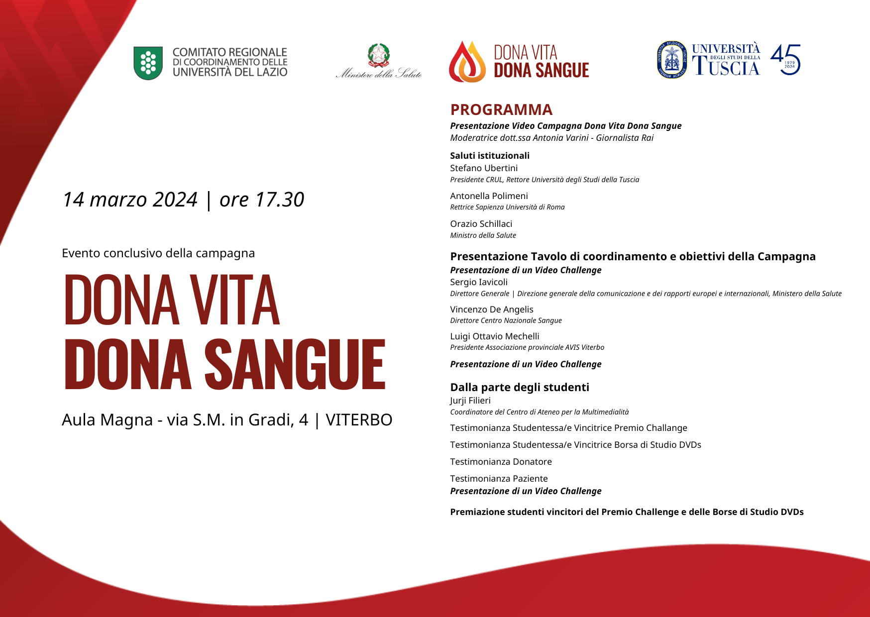 “Dona vita, dona sangue”: all’Unitus giornata conclusiva del progetto del Ministero della Salute