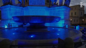 Giornata dell’Autismo, a Roma Fontana dei Dioscuri si illumina di blu