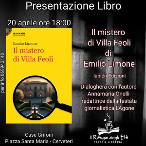 Libri, oggi a Cerveteri Emilio Limone presenta il suo primo giallo “Il mistero di Villa Feoli”