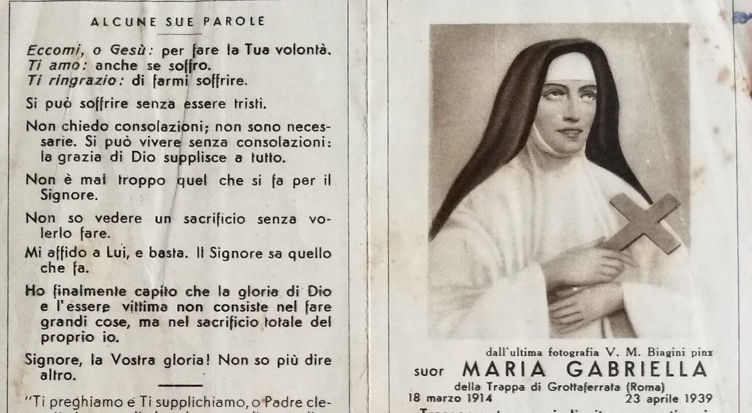 Le Trappiste di Vitorchiano festeggiano la Beata Maria Gabrielle Sagheddu