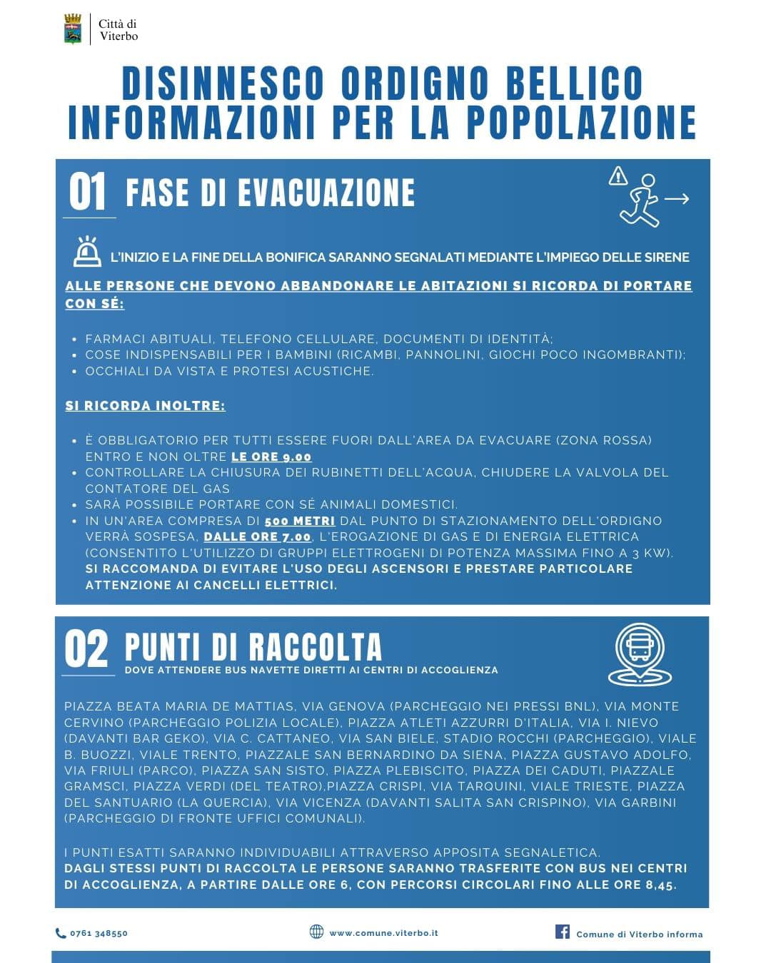 Viterbo – Rimozione bomba, vademecum del Comune