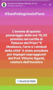 Viterbo – Niente lezione sul medioevo, Vittorio Sgarbi assente