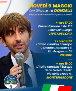 Tra Tuscia e Civitavecchia triplice appuntamento per Giovanni Donzelli a sostegno dei candidati FdI
