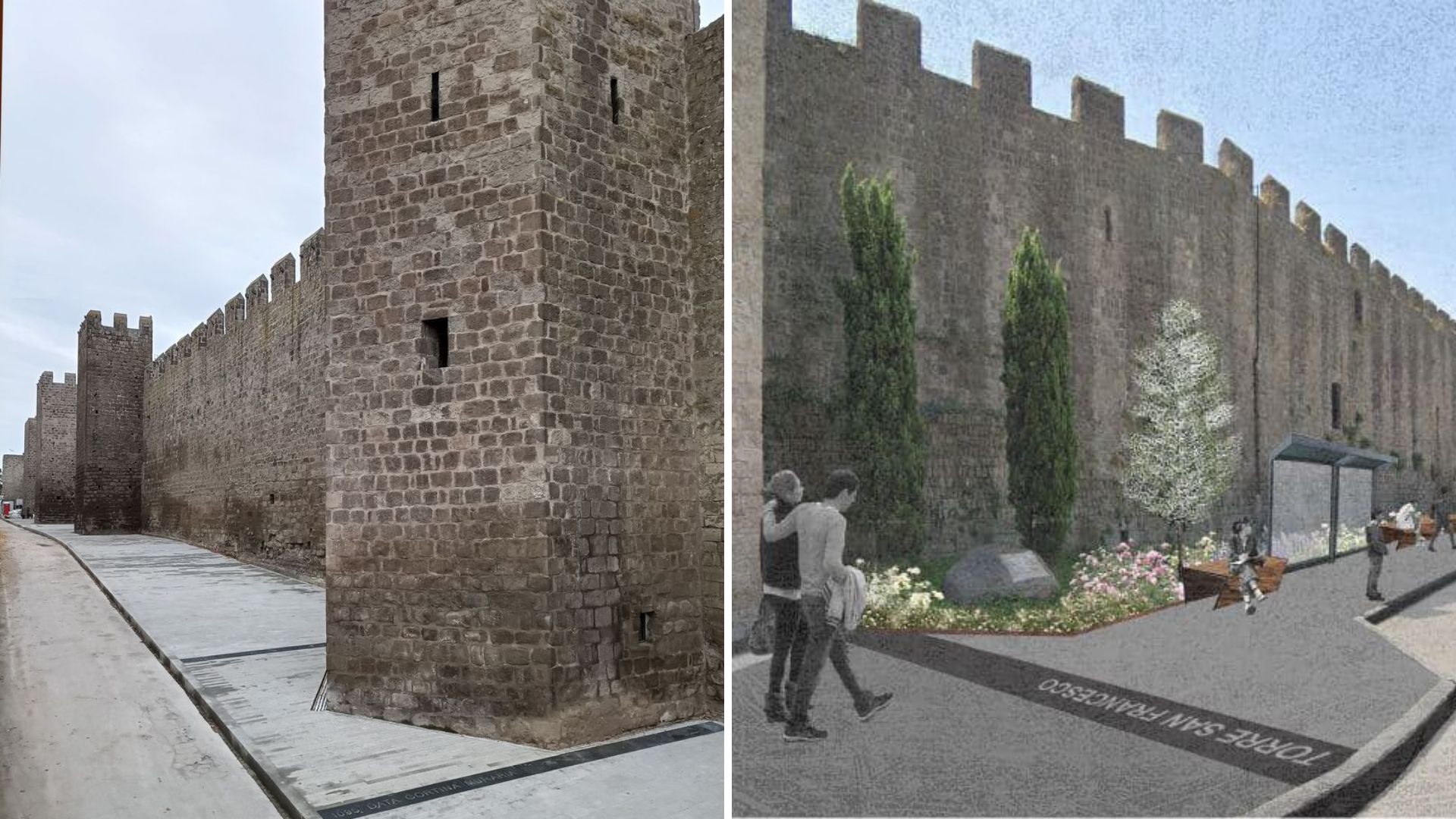 Viterbo – Passeggiata intorno alle mura, quanta confusione: “Perché da una parte cemento e dall’altra alberi e prato?”