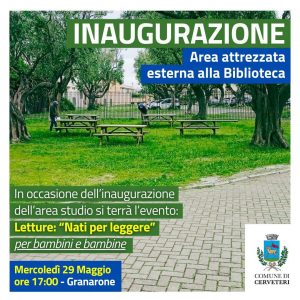 Cerveteri, al Granarone si inaugura l’aula verde: per leggere all’aperto