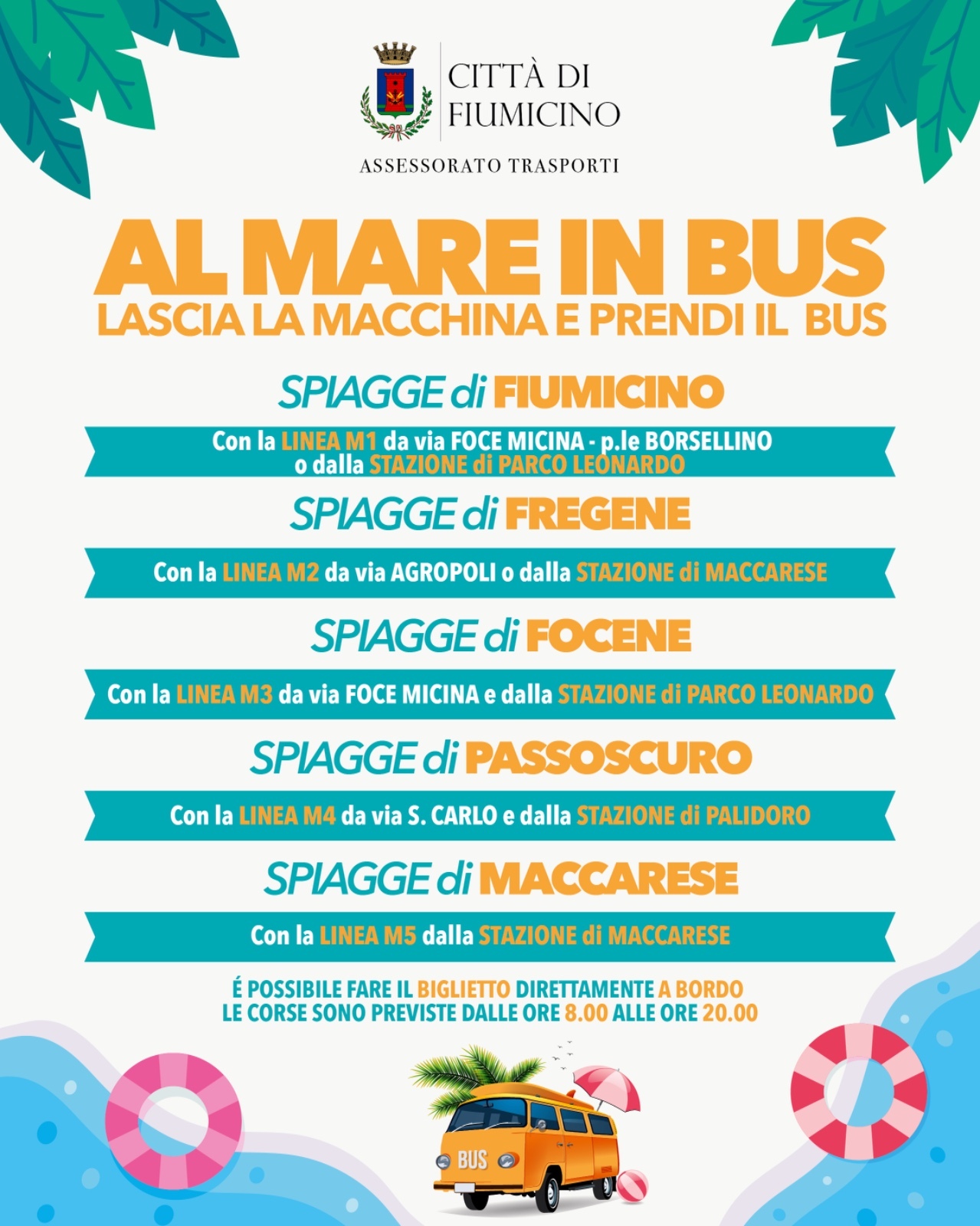 Fiumicino – Al via il servizio “Al mare in bus”