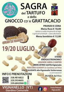 Vignanello – Sagra del Tartufo e dello gnocco co’ a grattacacio, intrattenimento e musica dal vivo