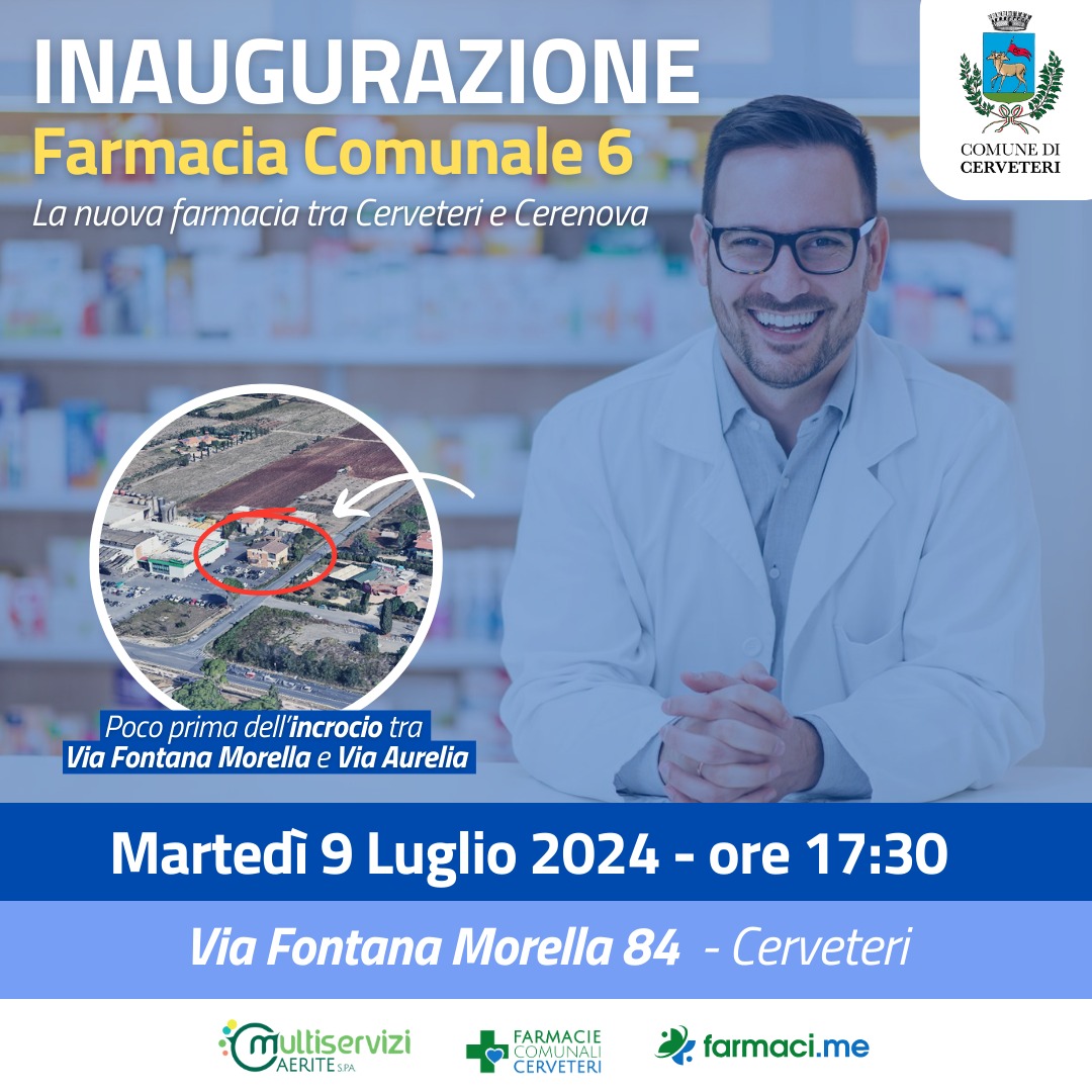 Cerveteri, martedì apre la sesta farmacia comunale