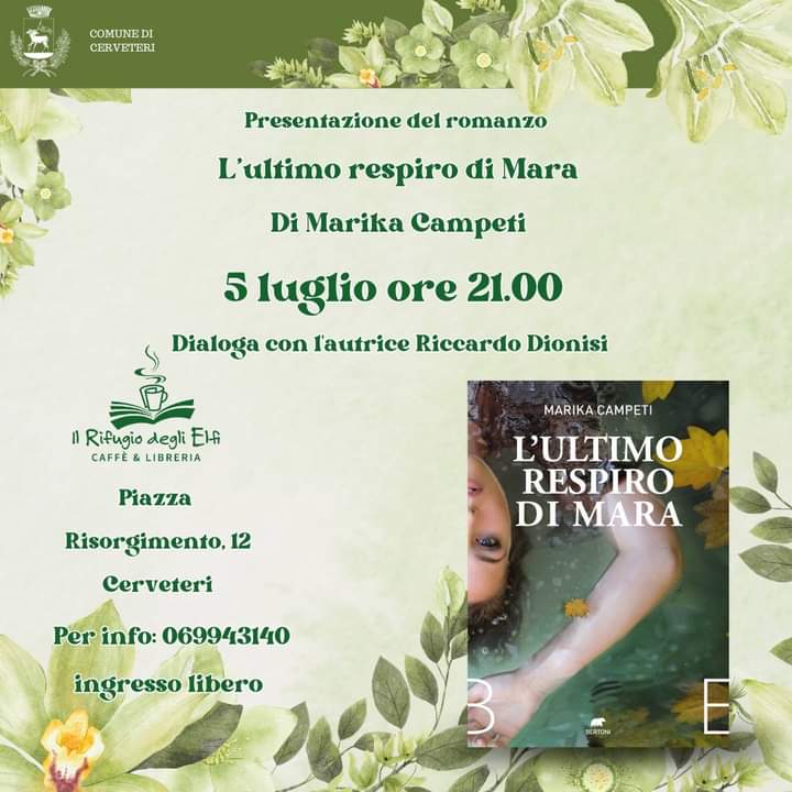 Libri, domani a Cerveteri Marika Campeti presenta il suo nuovo romanzo