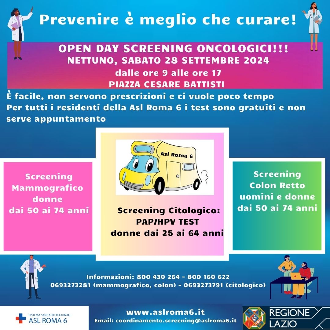 Prevenzione oncologica, a Nettuno arriva l’Open Day con gli screening gratuiti