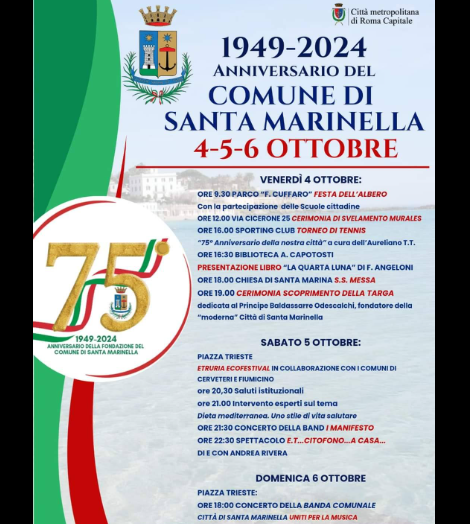 Santa Marinella compie oggi 75 anni: tutti i festeggiamenti