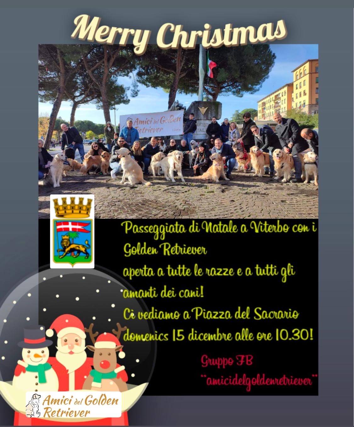 Viterbo – Il 15 dicembre, Passeggiata di Natale con i Golden Retriever