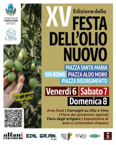Al via a Cerveteri la Festa dell’Olio Nuovo: tre giorni di degustazioni, conferenze e momenti informativi