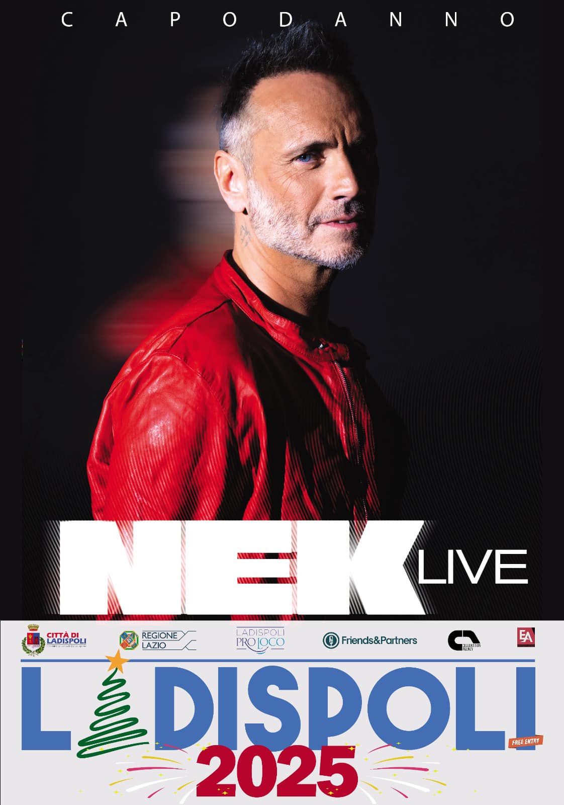 Capodanno a Ladispoli: sarà Nek la star di Piazza Falcone nella notte di San Silvestro