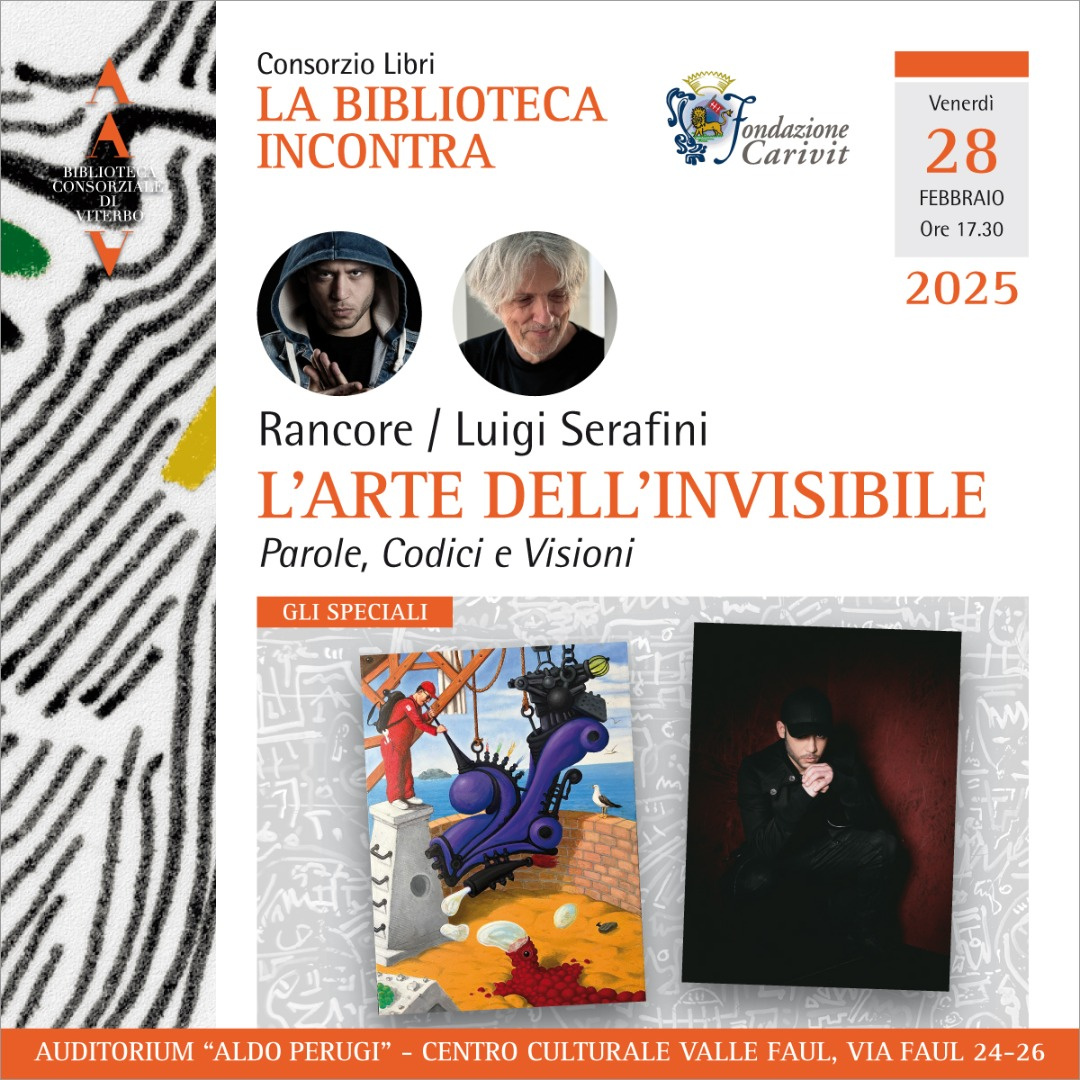 “La Biblioteca incontra” ospita il rapper Rancore e l’artista Luigi Serafini