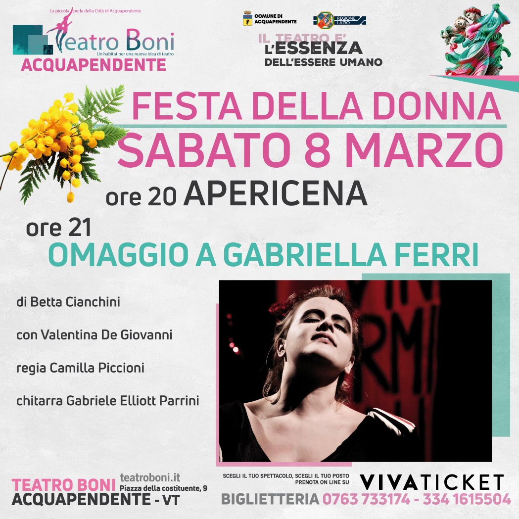 Giornata internazionale della donna, al Boni “Omaggio a Gabriella Ferri”