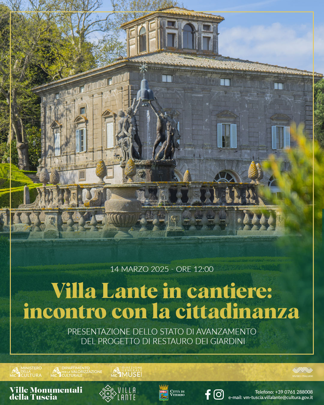 Viterbo – Lavori a Villa Lante, la cittadinanza è invitata in cantiere