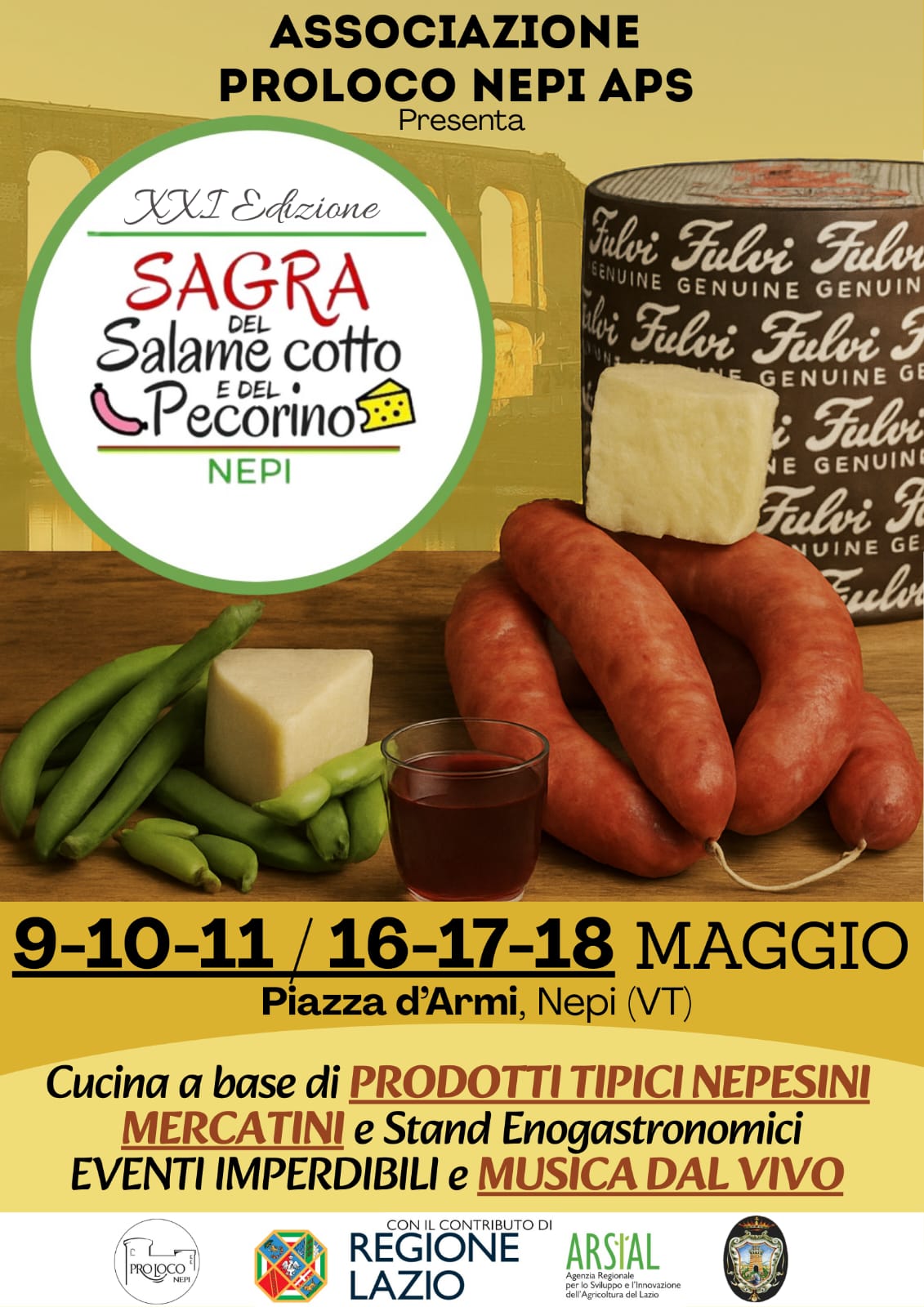 A Nepi due week end a tutto gusto con la Sagra del Salame Cotto e del Pecorino Romano del Lazio