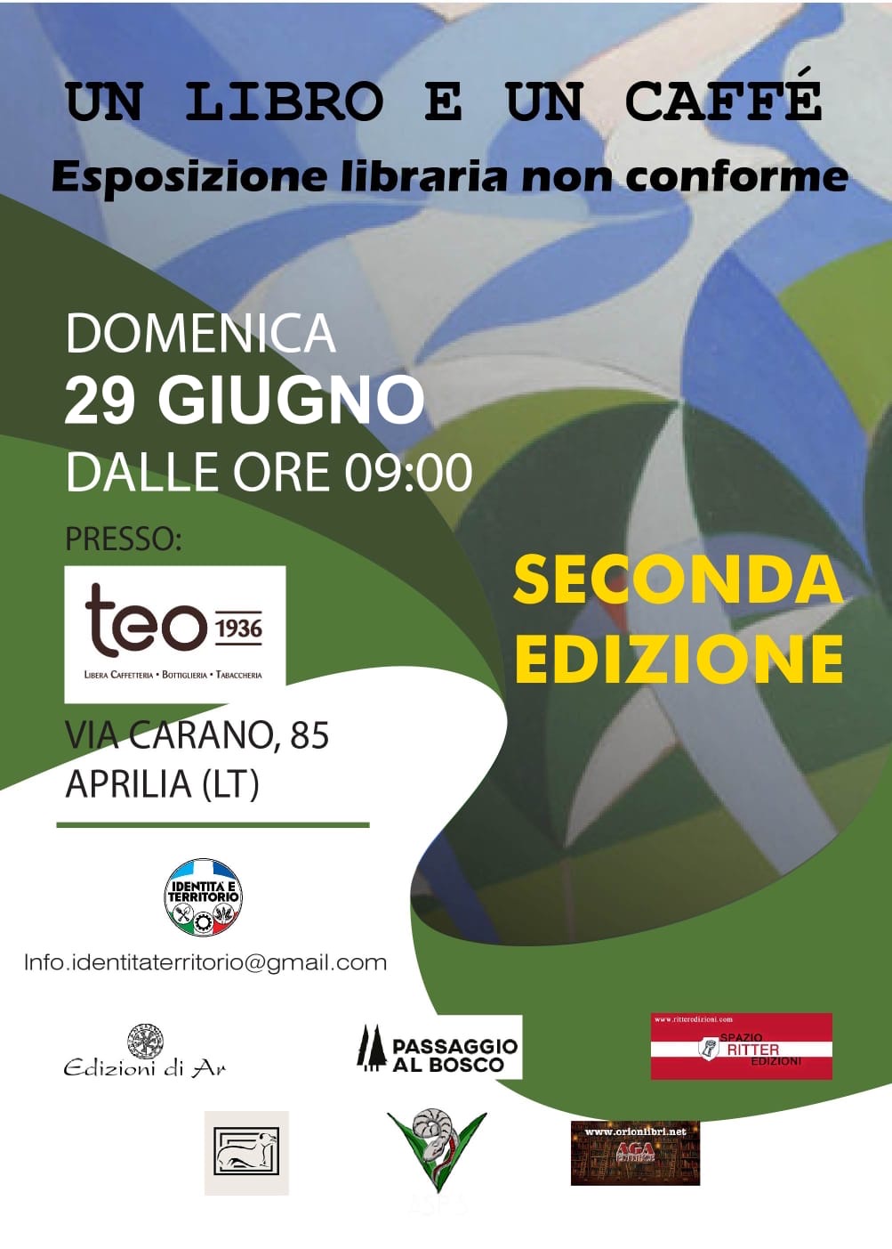 Aprilia – Domenica 29 giugno la seconda edizione di “Un libro e un caffè”