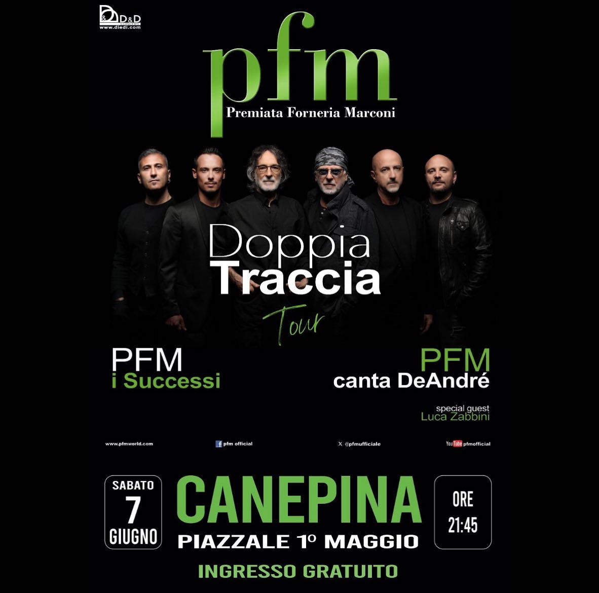 A Canepina live gratuito della PFM che canta De Andrè