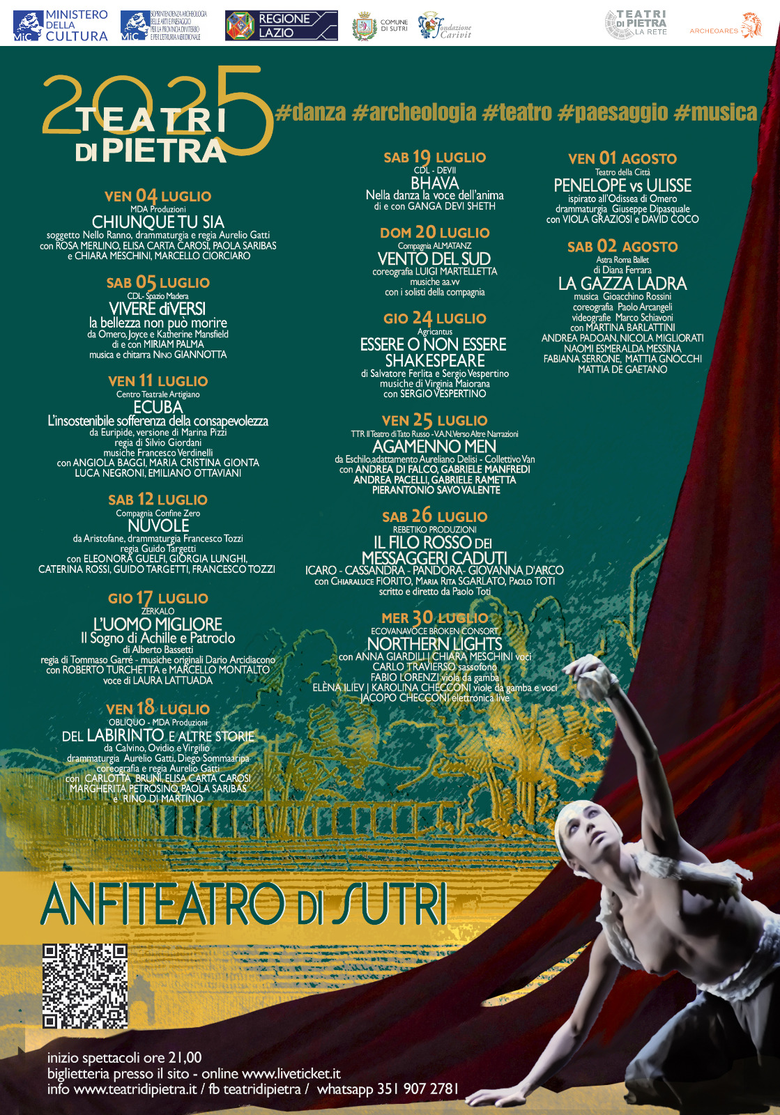 Teatri di Pietra, via alla prestigiosa rassegna all’Anfiteatro romano di Sutri: quattro le prime assolute in calendario