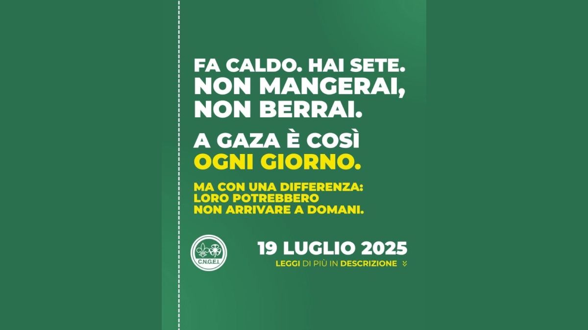 CNGEI, il 19 luglio gli scout digiunano per Gaza
