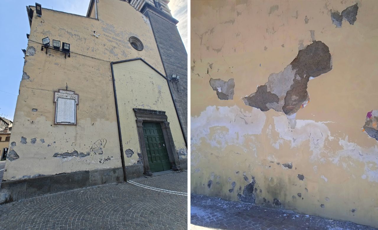 Viterbo – Centro storico, atti vandalici alla Chiesa degli Almadiani: “Bottigliate alle mura, urla e risse in piena notte”